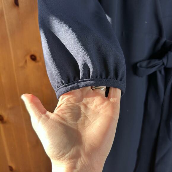 J. Crew Navy Wrap Dress Women’s 8 Classic Knee Length V-Neck Professional Preppy - Picture 4 of 9